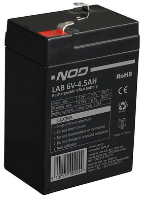 Μπαταρία μολύβδου NOD LAB 6V-4.5AH κατόπιν παραγγελίας