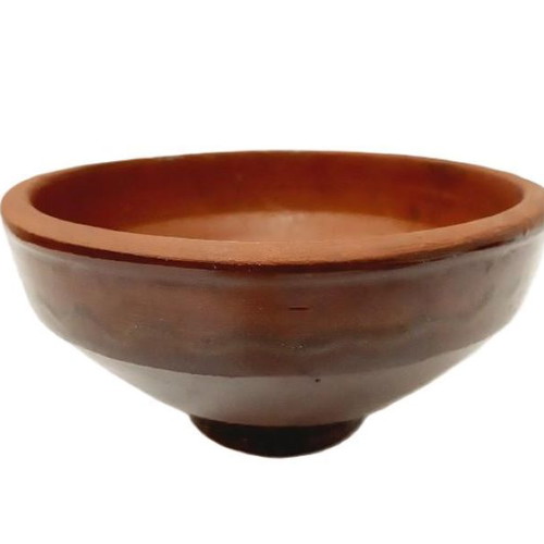 Vintage glazed ceramic bowl like new, round, brown
