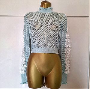 New! Zara light blue/turquoise lace jumper size S/M