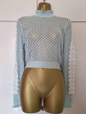 Zara lace jumper new, mint blue, size M