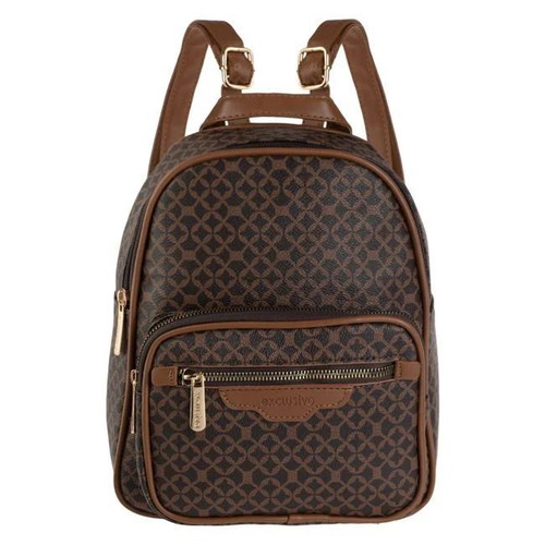 Backpack women's brown mini with patterns and zipper new