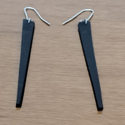 Leather earrings with 925 silver hooks, new, minimalist design
