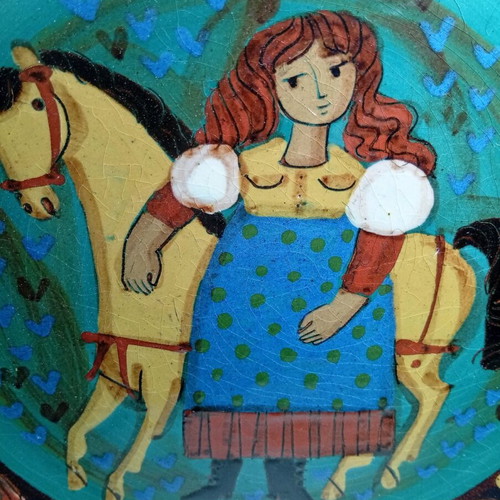 Rudolf Howald Heimberg vintage ceramic decorative plate, Swiss folk art