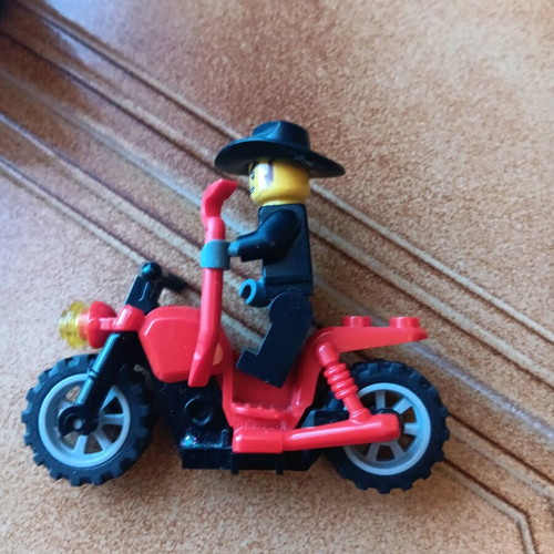 Lego set used with truck, helicopter, and motorcycle