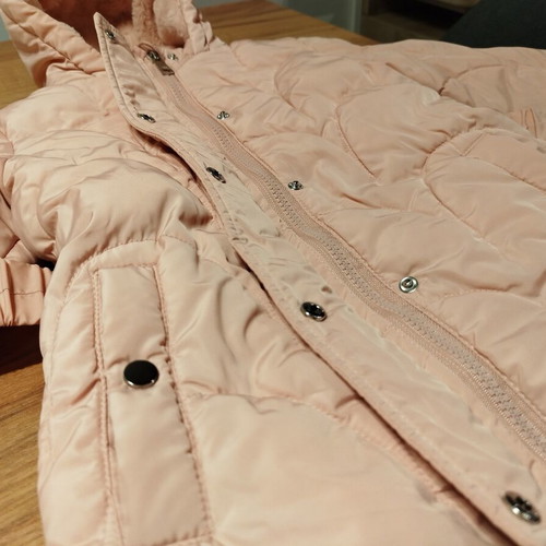 Primark Girls' Pink Winter Jacket with Hood and Heart Belt Size 3-4 Years