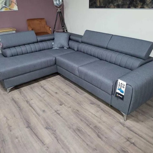 Gray fabric corner sofa with sleep function and storage new