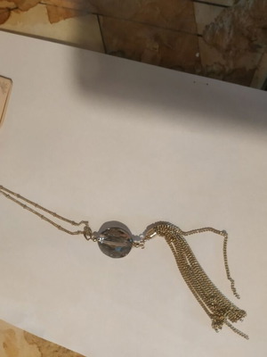 Pendant with crystal and unique chain, new, gold-colored