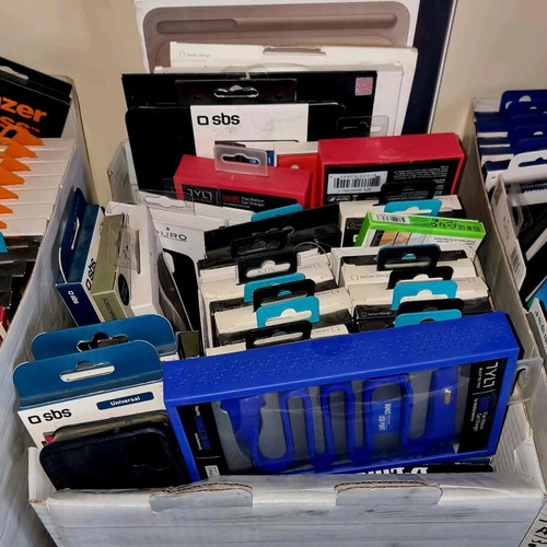 Mobile phone glass and cases new, pack of over 195 pieces