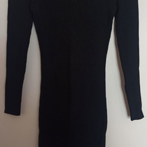 Black midi rib dress extra small, like new, viscose