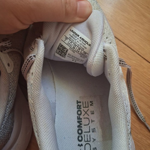 Under Armour athletic shoes size 38, white and grey