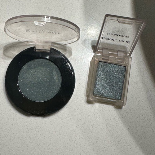 Satin eyeshadows gray-green used, ERRE DUE & Oriflame