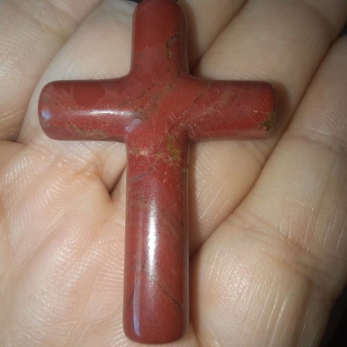 Cross made of natural red jasper stone new, size 28x40mm