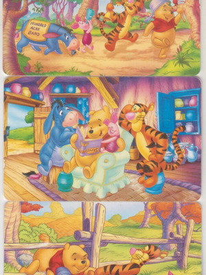 Disney Winnie the Pooh Argentina phone cards, set of 3, used
