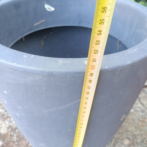 Clay and Plastic Flower Pots Used, Set of 6 with Metal Bases