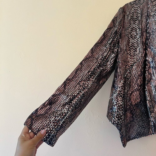 Blanco sequin jacket like new, size L/XL, brown and red