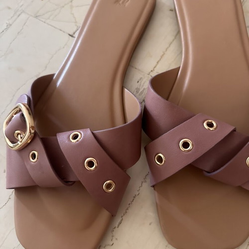 H&M flat sandals size 40, dusty pink