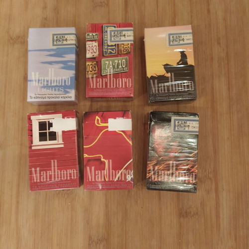 Marlboro collectible cigarette packs set of 6 used