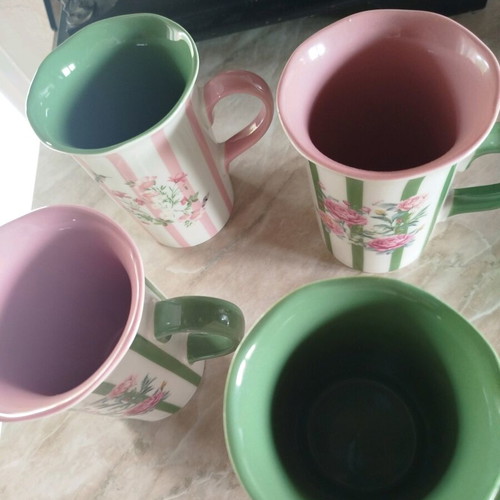 Set of 4 tall tea cups new, spring design, vintage style
