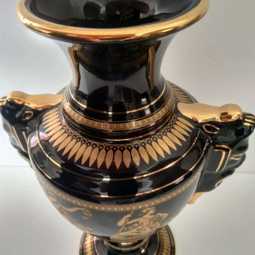 Decorative vase used, handmade, 24k gold plated