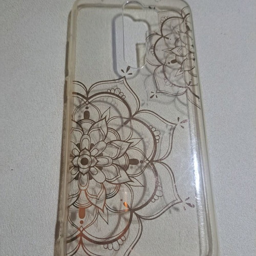 Transparent case for Redmi Note 8 Pro with pink-gold flowers like new