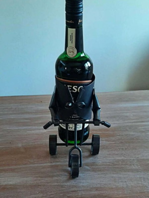 Retro metal handmade bottle holder new