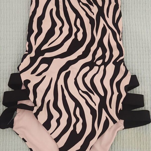 Bluepoint one-piece swimsuit with cutouts medium, used, black and white