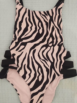Bluepoint one-piece swimsuit with cutouts medium, used, black and white