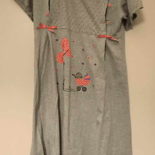 Cotton maternity nursing nightgown used with buttons for breastfeeding