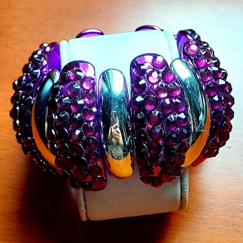 Bracelet with purple rhinestones and silver elements like new