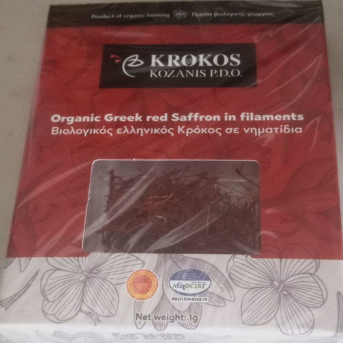 Organic Kozanis saffron in filaments new, 1 g