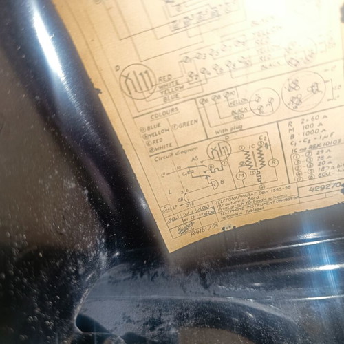 Vintage Ericsson rotary dial telephone from 1950s, used