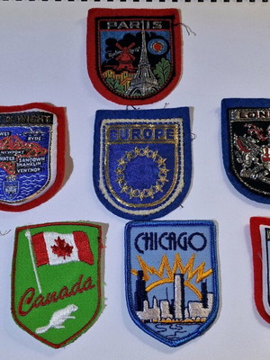 Sewn patches like new, pack of 8, from various countries and cities