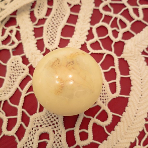Vintage Alabaster Jewelry Trinket Box hand carved, used