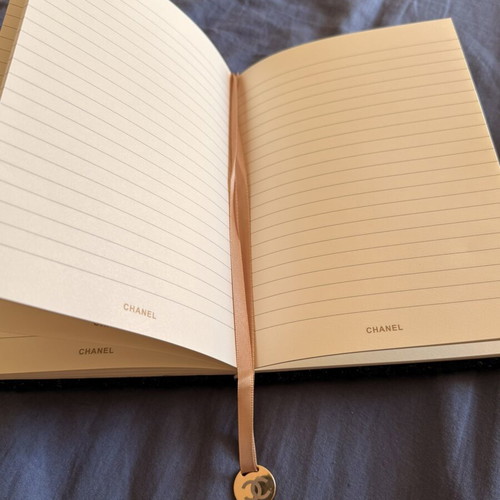 Chanel Beaute notebook with hardcover and CC logo bookmark