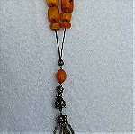  Καχραμαν κεχριμπάρι κομπολοι παλαιό μοναδική ασημένια φουντα χάντρες κομμένες στο χέρι δείγμα αρχαιότητας