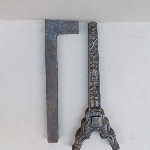 Cast iron andirons pair about 130 years old