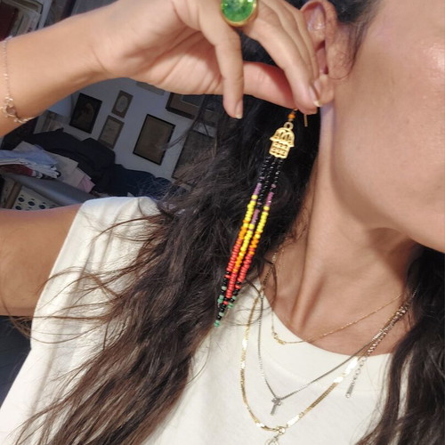 Moroccan style earrings, 2 pairs, long and lightweight, multicolor