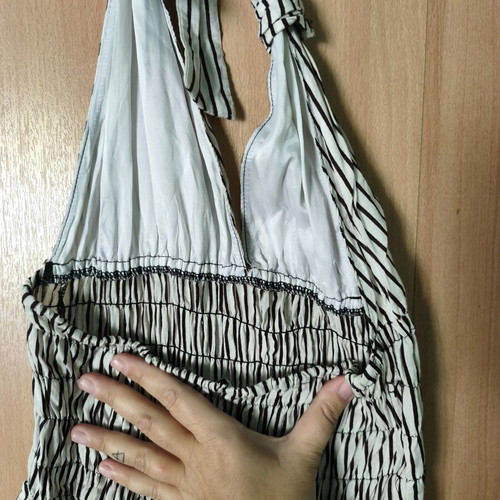 Cocktail dress striped backless with lining mini used