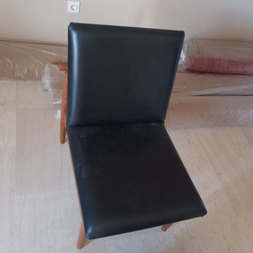 Leather dining chairs used, set of 4, black