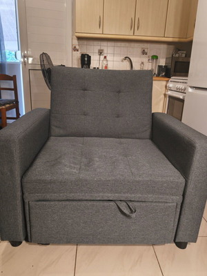 Armchairs beds used, set of 2, wood frame and fabric upholstery