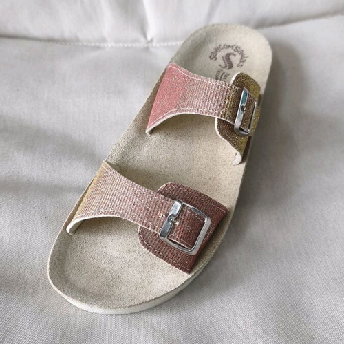 Italian leather slippers new, size 40, beige and gold