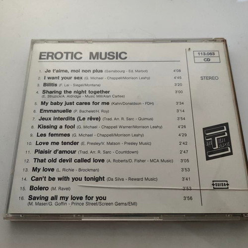 Erotic Music CD like new, collection of 16 songs