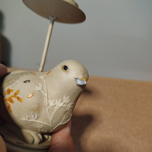 Bird Candle Holder used, wood and iron