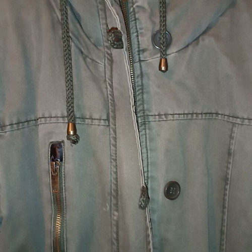 Women's parka jacket used with hood and inner fur khaki