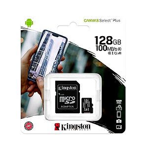 Κάρτα Μνήμης 128GB Kingston Canvas Select Plus 100R A1 microSDXC 100MB/s με αντάπτορα