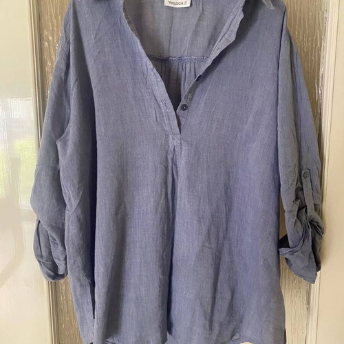 Yessica C&A Oversized Linen Shirt like new, blue, size XL