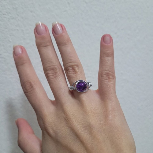 Purple wire wrapped ring handmade, like new, size 21Ø