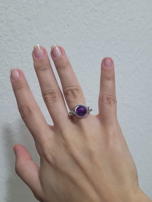 Purple wire wrapped ring handmade, like new, size 21Ø