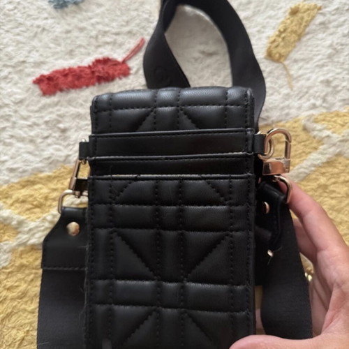 Guess black leather phone bag with strap