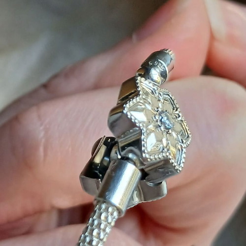 Pandora Moments Bright Snowflake mesh bracelet silver new